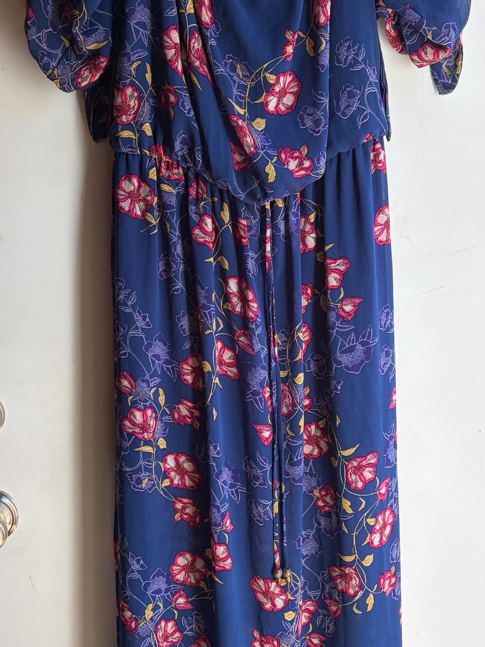 City Studio Navy Floral Maxi Dress with Pink and Yellow Accents